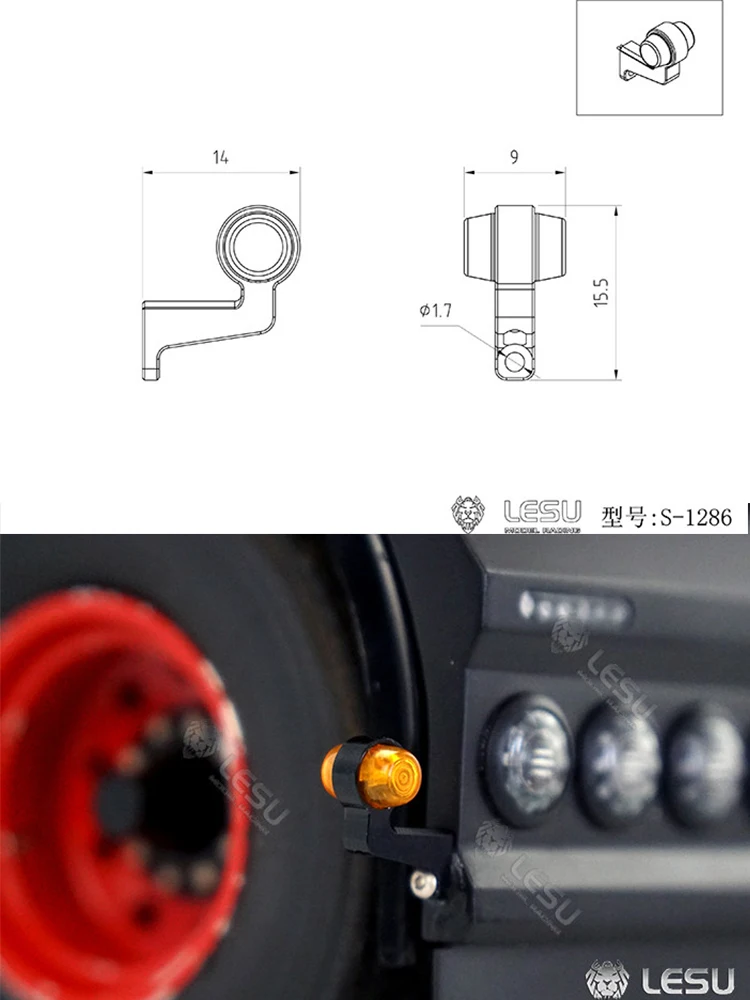 LESU 1/14 LKW-Umbaumodell Breitlicht Konturlicht Warnlicht Vorderes Positionslicht Hinteres Positionslicht Upgrade-Zubehör – Detail 7