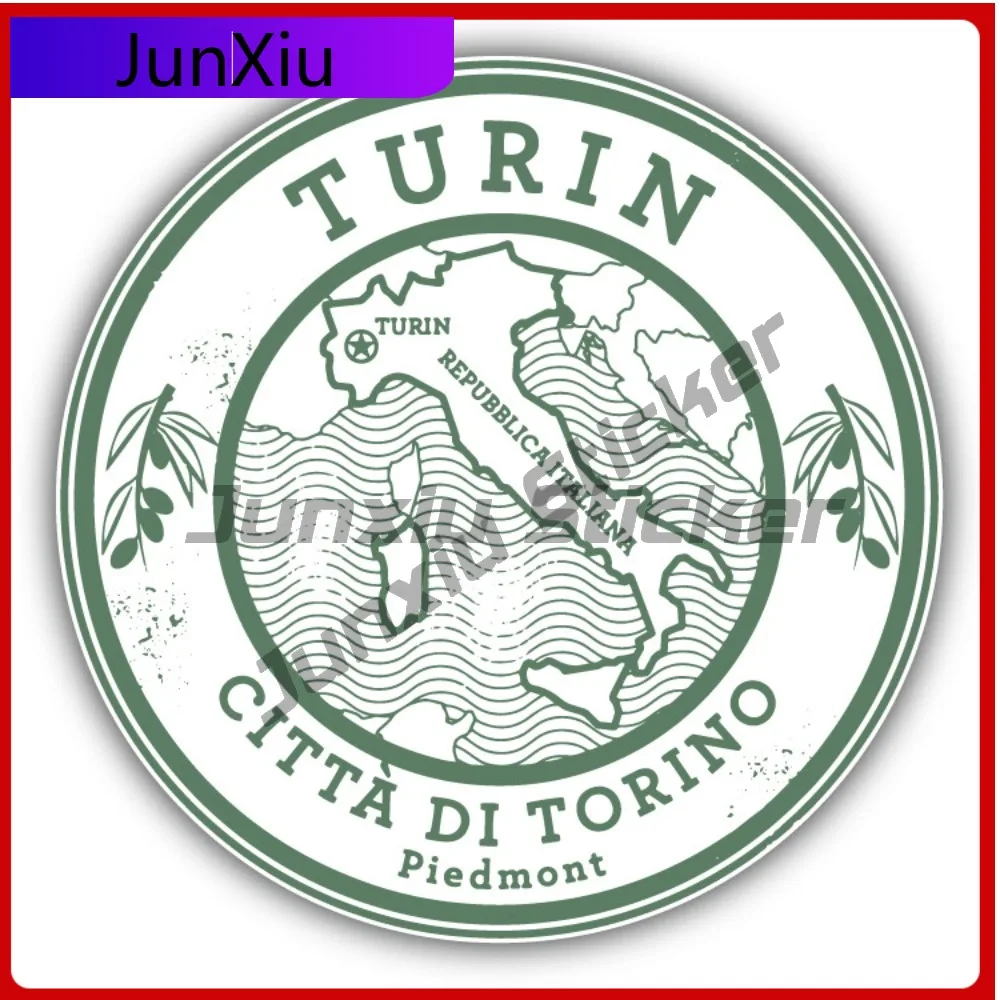 

Turin Itlay Map Creative Sticker Travel Stamp Car Decal Bumper Stickers Anime Style Helmet Use For Lap Vehicle Exterior Decor