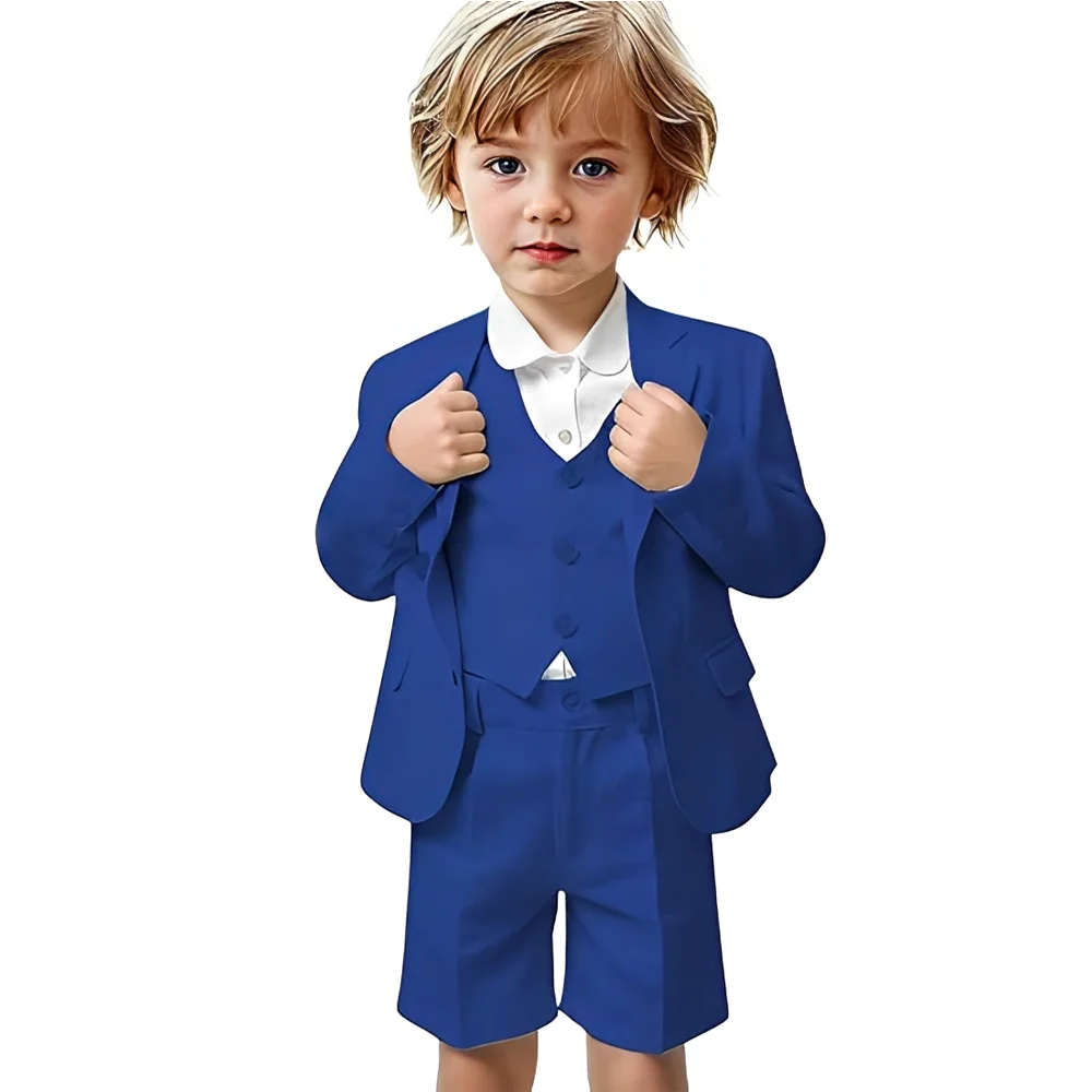 Shorts Suit for Boys 3 Piece Toddler Tuxedos for Summer Slim Fit Kids Formal Outfit Beach Wedding
