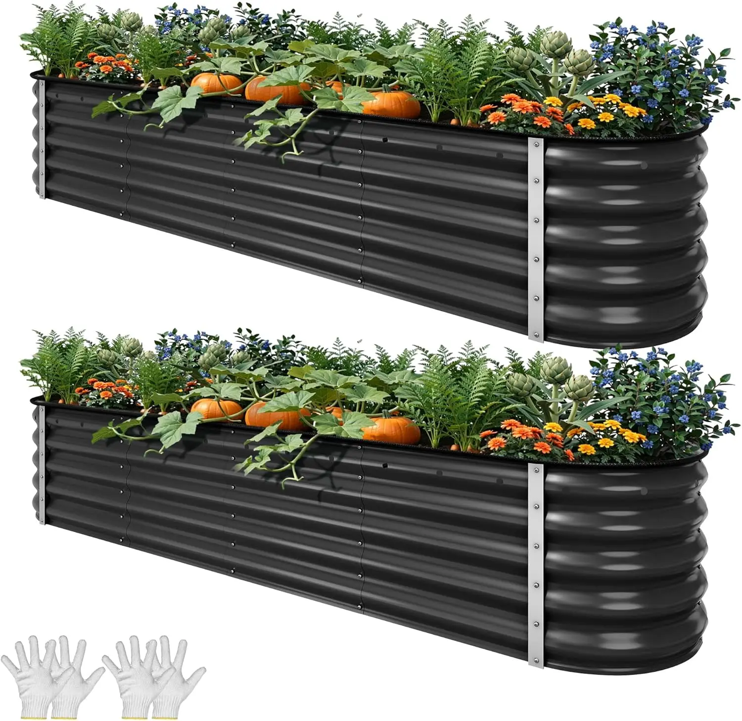 

Комплект для приподнятой грядки 9-в-1, высотой 17 дюймов, 8x2x1.4 фута, из оцинкованного металла, с перчатками и защитными элементами, для использования на улице