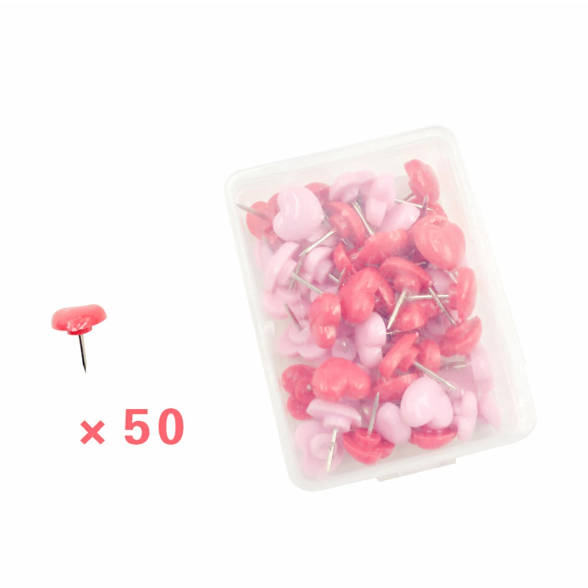 

50pcs Heart Shaped Thumb Tacks Pins for Cork Board Decorative Drawing Pins Push Pin Office Use Plastic Metal