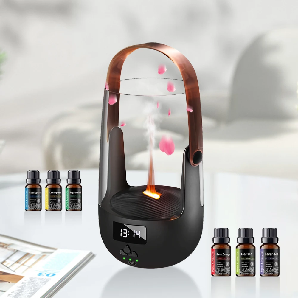 

Holiday Special Vintage-Style 200ML Essential Oil Diffuser with Flame Visuals - 3 Timer Settings, Ambient Lighting, Auto Shut-O