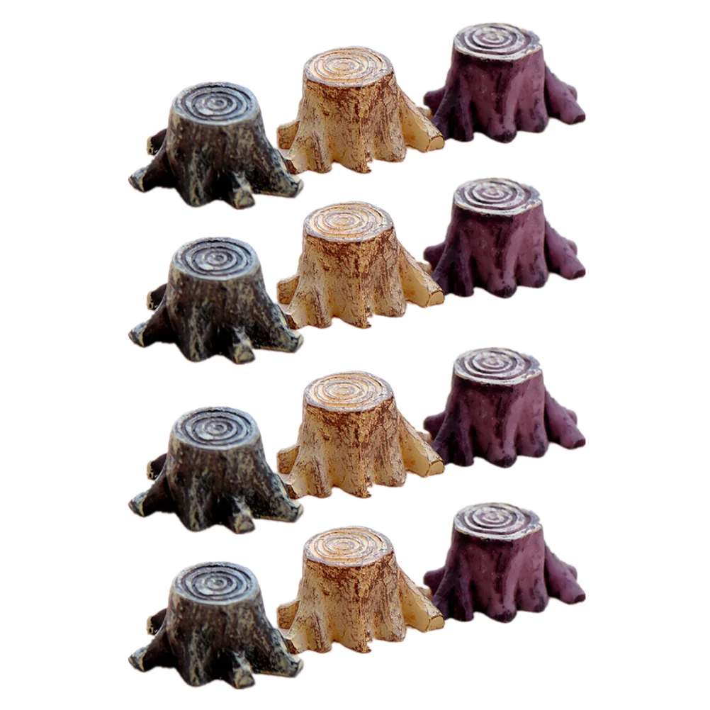 

12 Pcs Small Stump Stool Miniature Furniture Vintage Decor Root Tree Statue Decoration Plant