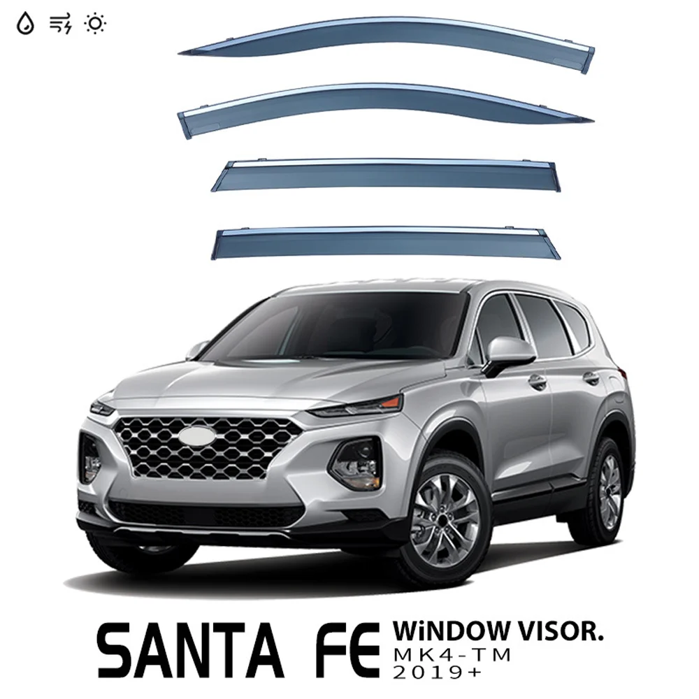 

Chrome Strips Rain Guards for HYUNDAI SANTA FE TM 2019-2023 Short Wheelbase Window Visor Wind Deflectors Door Visor Vent Shades