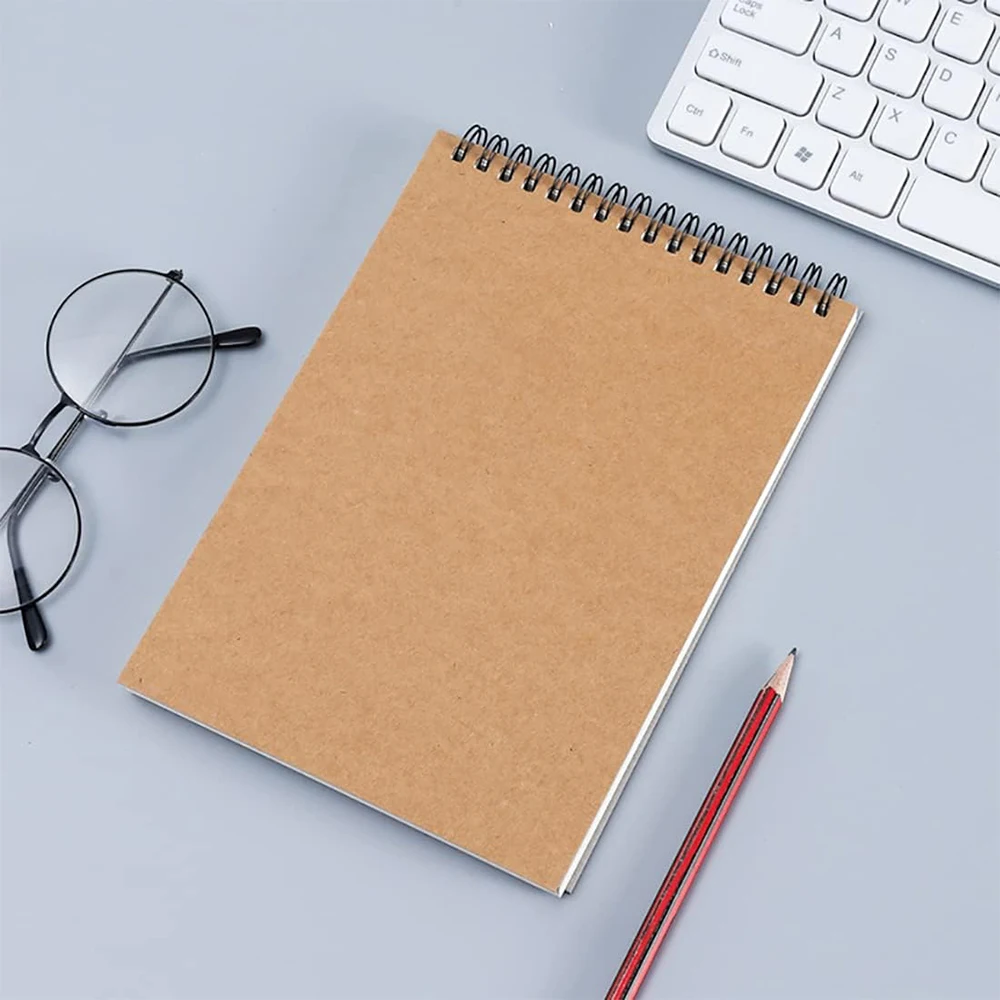 1pc A5/A4 Sketch Book 100 Sheets, 100gsm, Hard Bottom Cover Spiral Bound Hardback Sketch Pad