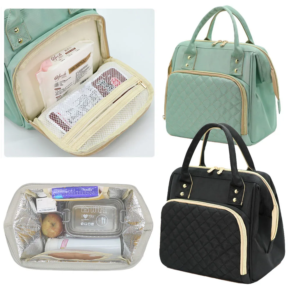 Large Capacity Multi-pockets Waterproof Lunch Bag Box Aluminum Foil Thermal Bag Pouch Bento Insulation Bag Tote Bag Cooler Bag