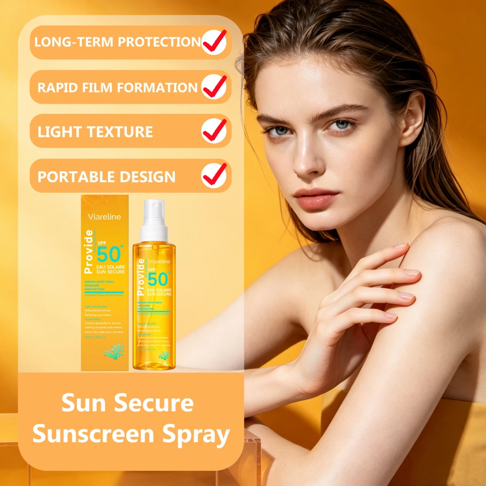 

Ultra Light Sunscreen Mist SPF50+ UV Protection Fast Absorbing Waterproof Sweatproof Body Face Sun Care Outdoor Sunblock Spray