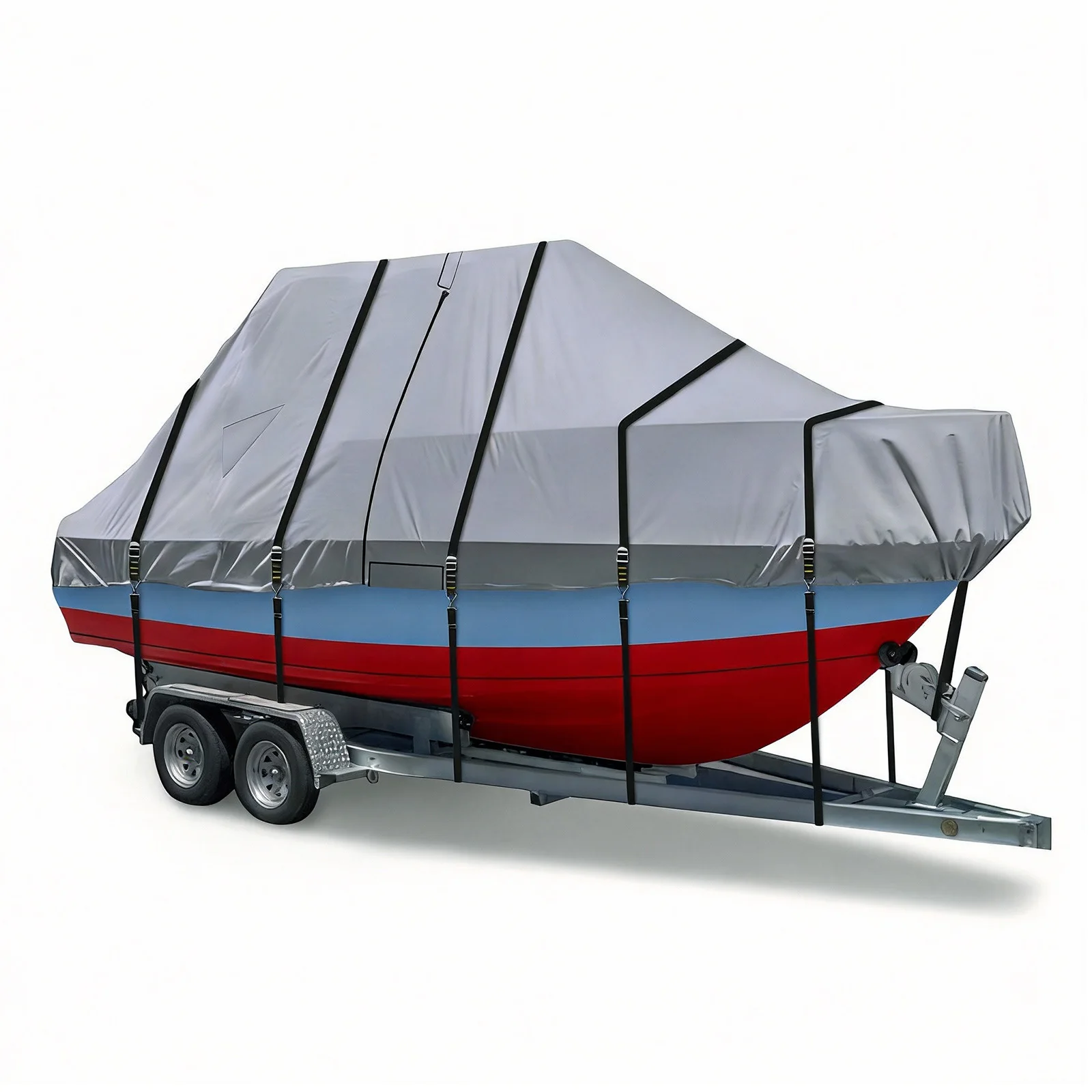 

1200D Center Console Boat Cover with Motor Covering & Adjustable Buckle Rainproof Lure Boat Sleeve UV-Proof For Protecting Roof