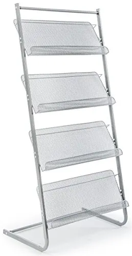 Magazine Rack for Offices, Stores or Retail | (4) Mesh Shelves, 23.5