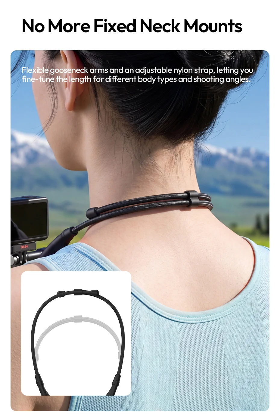 � Ulanzi ZJ09 Flexibler POV-Nackenhalter Magnetischer Verstellbarer Nackenhalter für Actionkameras für GoPro für DJI für Reise-Videos Vlog – Detail 3