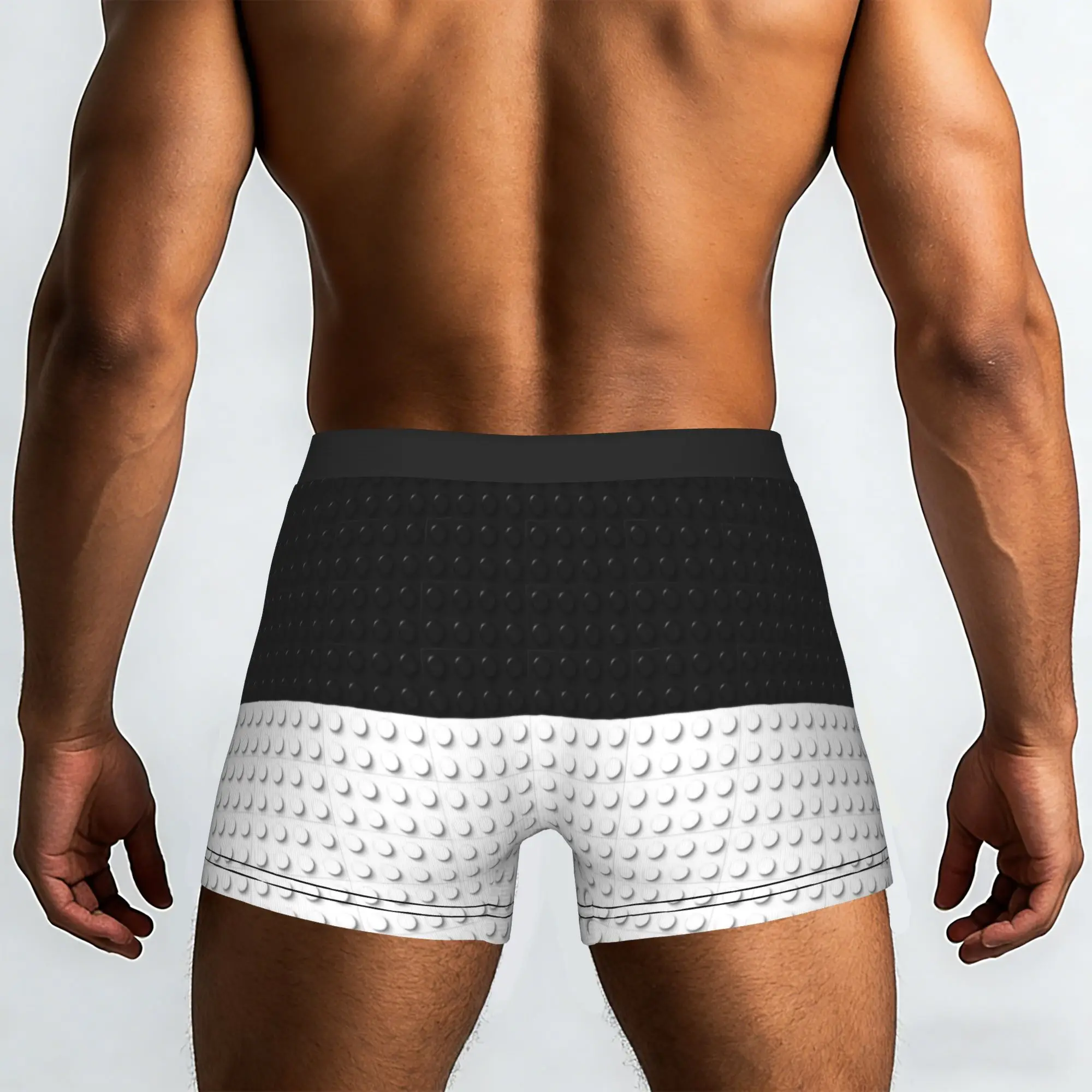 Custom Black And White Plastic Toy Block Abstract Odern Pattern Boxers Shorts Men  Briefs Underwear Funny Underpants