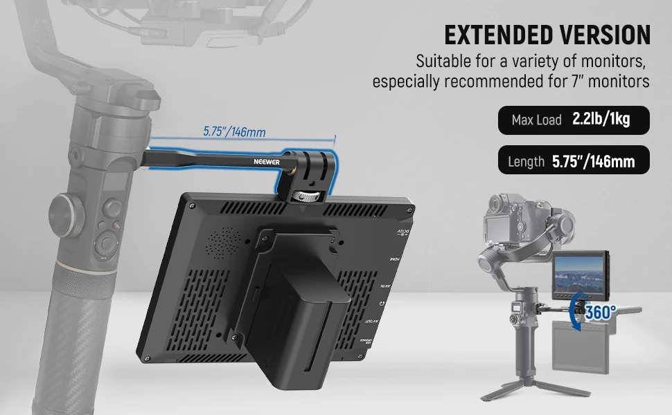 NEEWER Verstellbare Feldmonitorhalterung 360° ° Rotierende Kameramonitorhalterung für DJI RS4 Pro RS3 RS2 RSC2 ZHIYUN Crane 2S Crane 3 3S – Detail 3