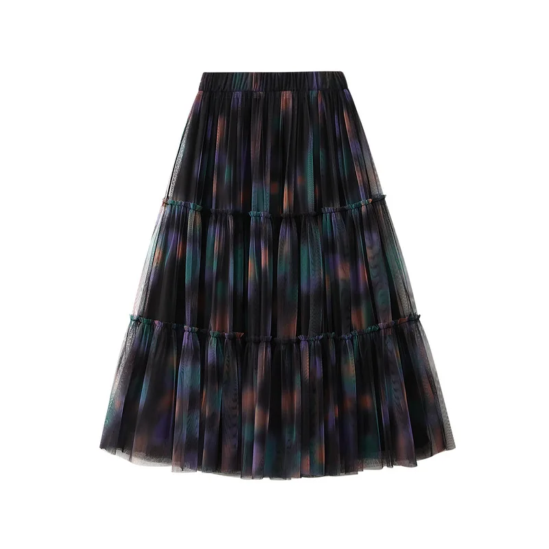 Mesh Cake Skirt with High Waist Slim Appearance for Women, Extra Large Swing, Fluffy A-line Skirt, Fairy Half Skirt, 2024