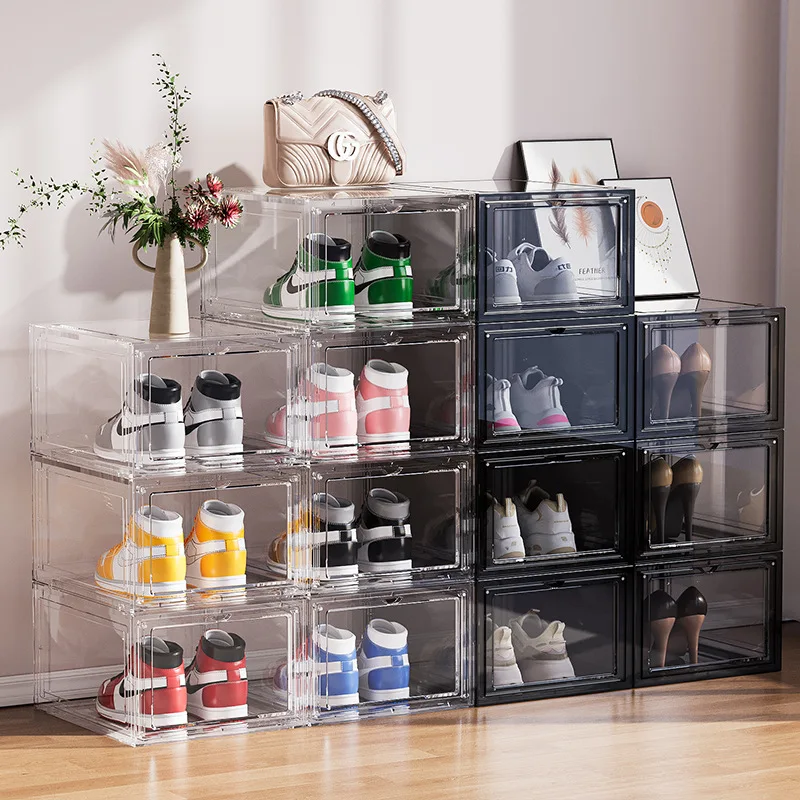 Transparent shoe box, acrylic basketball shoe storage box, doll building block bag storage box, plastic anti sinking box