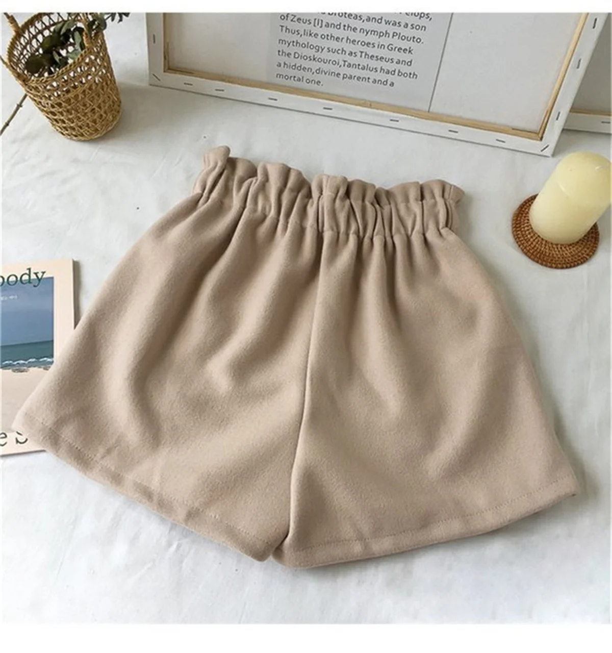 Fashion Autumn Winter Woolen Shorts Women 2025 High Waist New In Retro Elegant Short Pant Korea Loose Solid Trouse Casual Street - Image 3