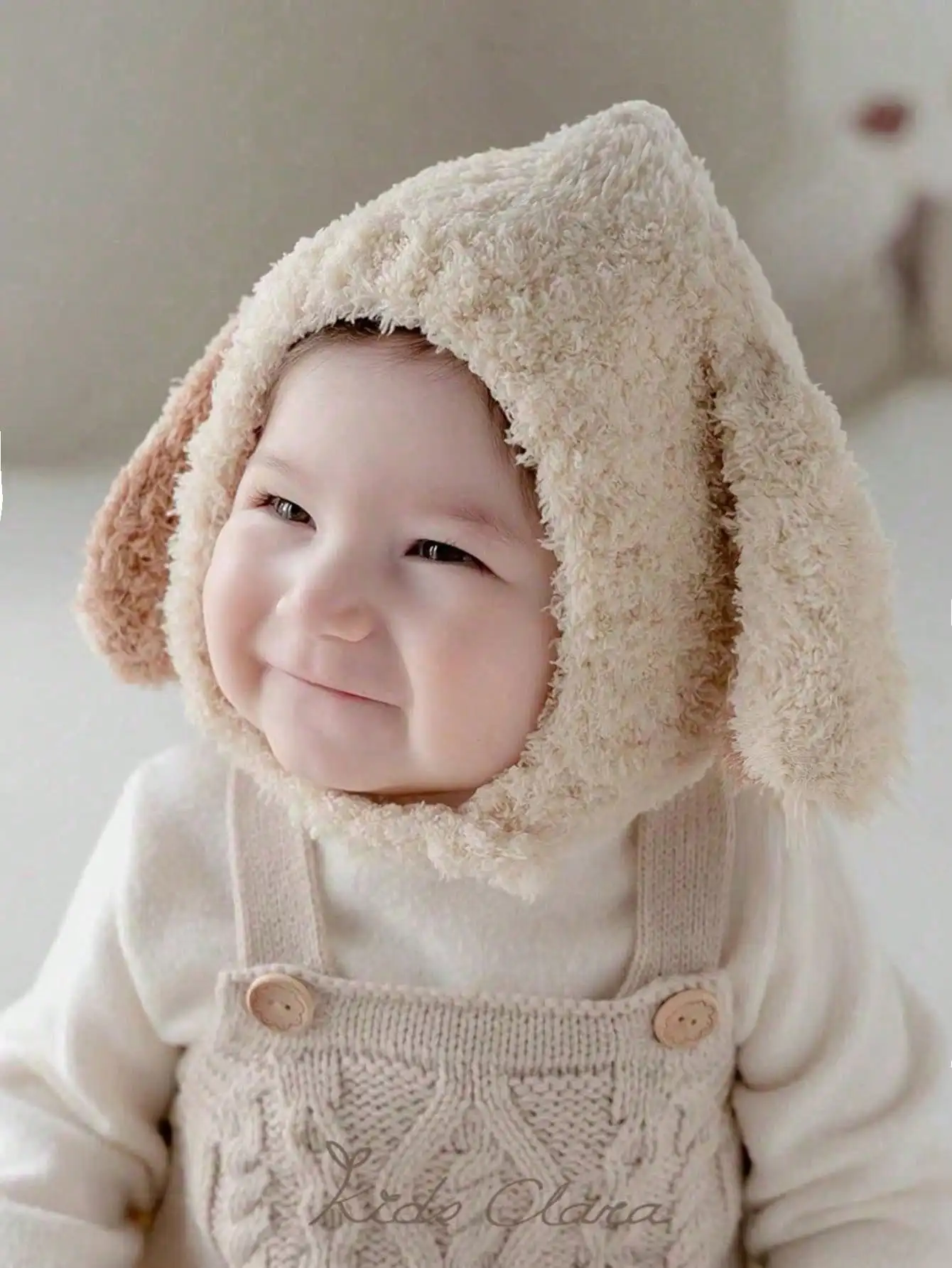 1Pcs Kids Knitted Pointed Hat With Puppy Ears,Plush Ear‑Protection Cap For Children Daily Matching Accessory
