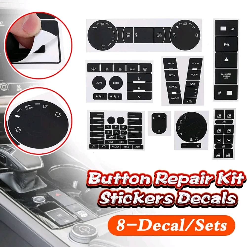 

8Pcs Car Instrument Panel Button Protect Decals Car Switch Button Repair Stickers Accessories for Volkswagen Touareg 2004-2009
