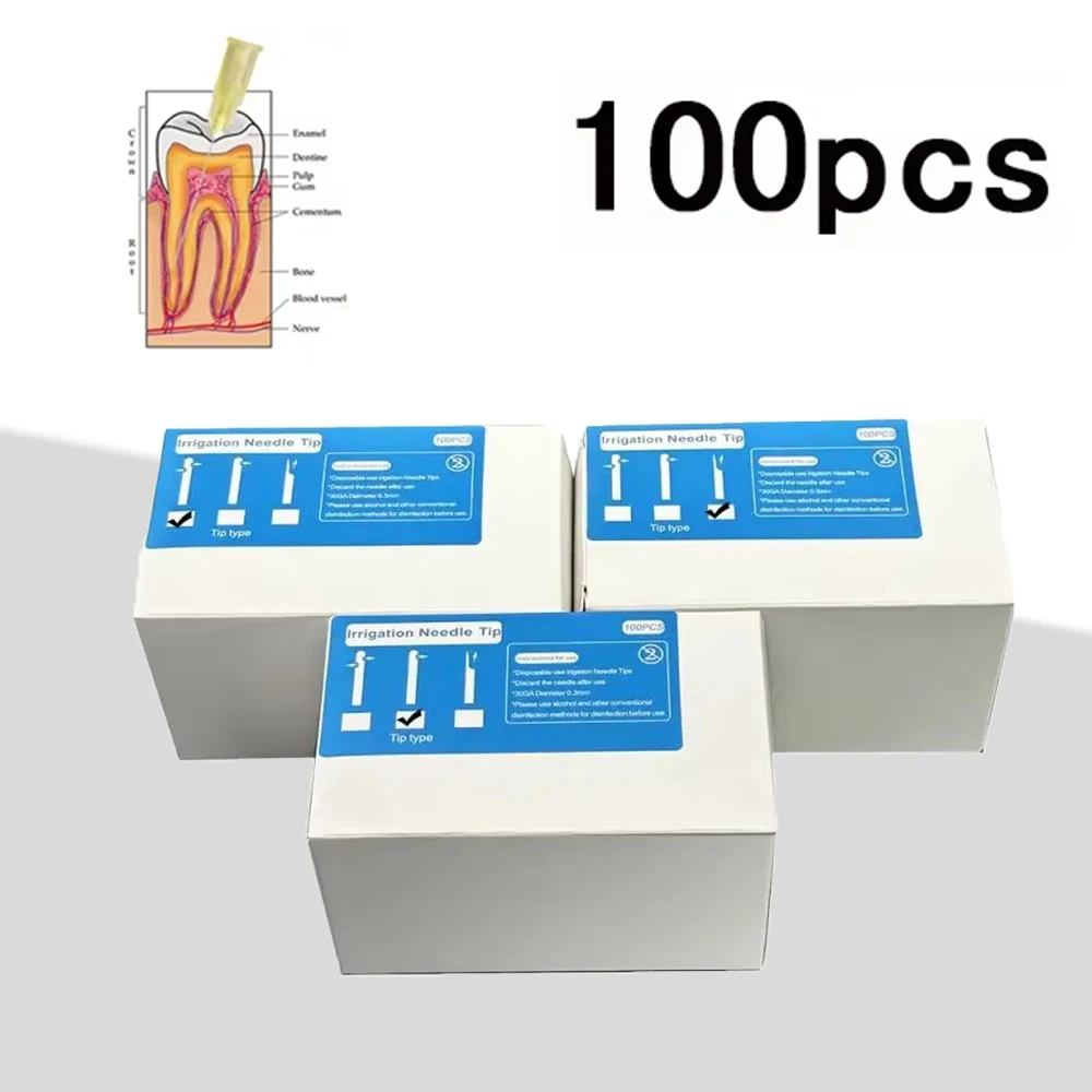 

100 шт., стоматологическая эндодонтическая игла для ирригации, наконечник 30GA, закрытое боковое отверстие для шприца для корневых каналов, эндодонтические инструменты
