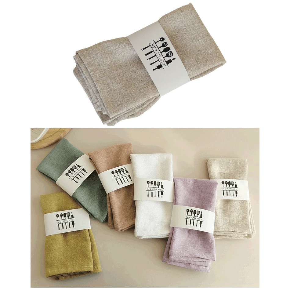 

12PCS Cotton Linen Wedding Napkins 40X40cm Kitchen Tableware Towel,Soft Cloth, Reusable For Party Birthday Wedding Decor