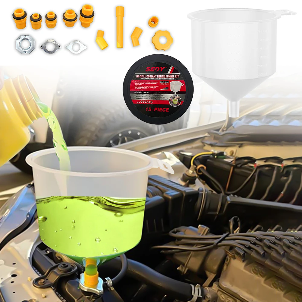 

Пластиковая воронка для наполнения, носик, защита от разливов, комплект для наполнения охлаждающей жидкости, автомобильные аксессуары, 15 шт./компл.