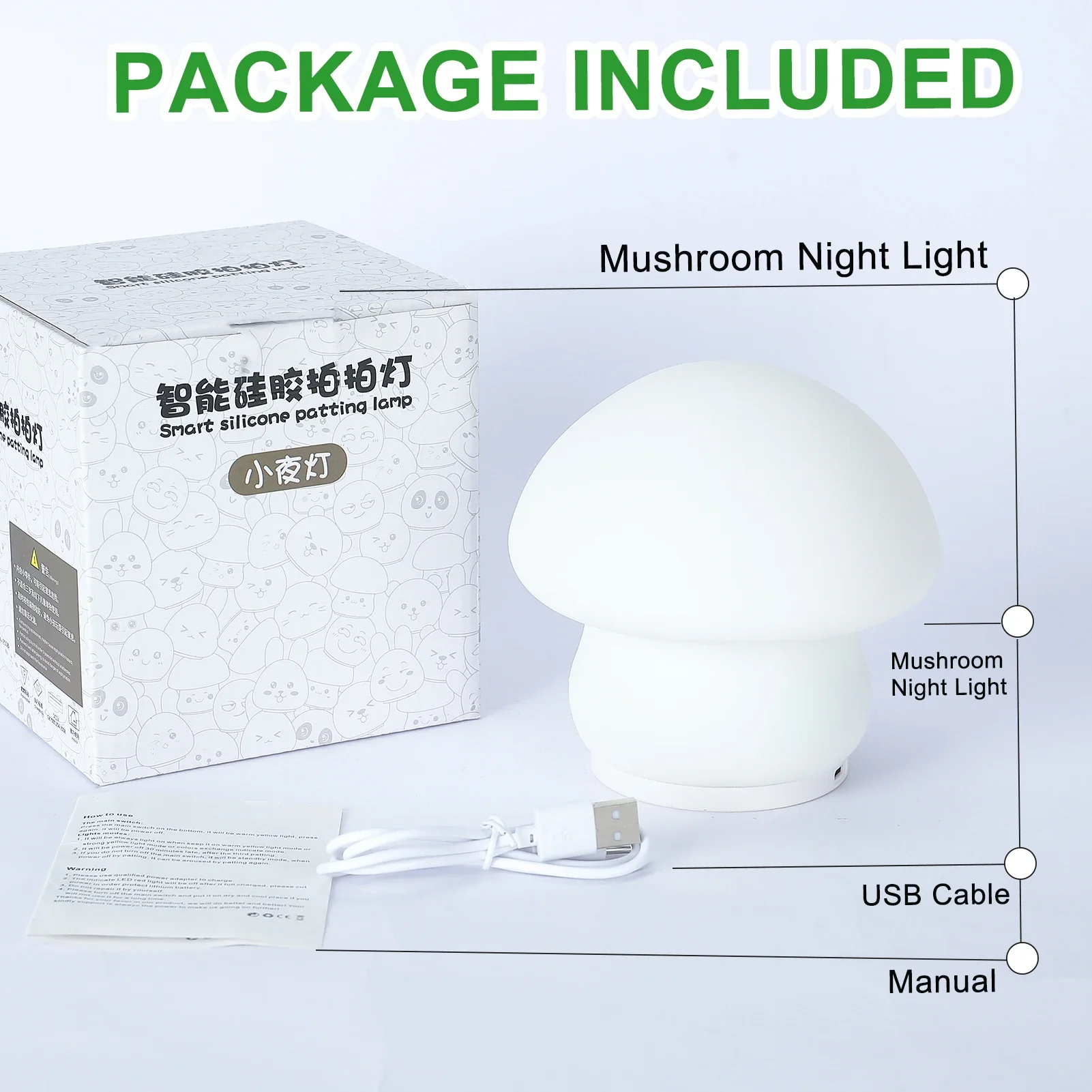 New Mushroom Night Light LED Silicone Touch Sensor Rechargeable Lamp Living Room Bedroom Decor Baby Bedside Decoration Lamps