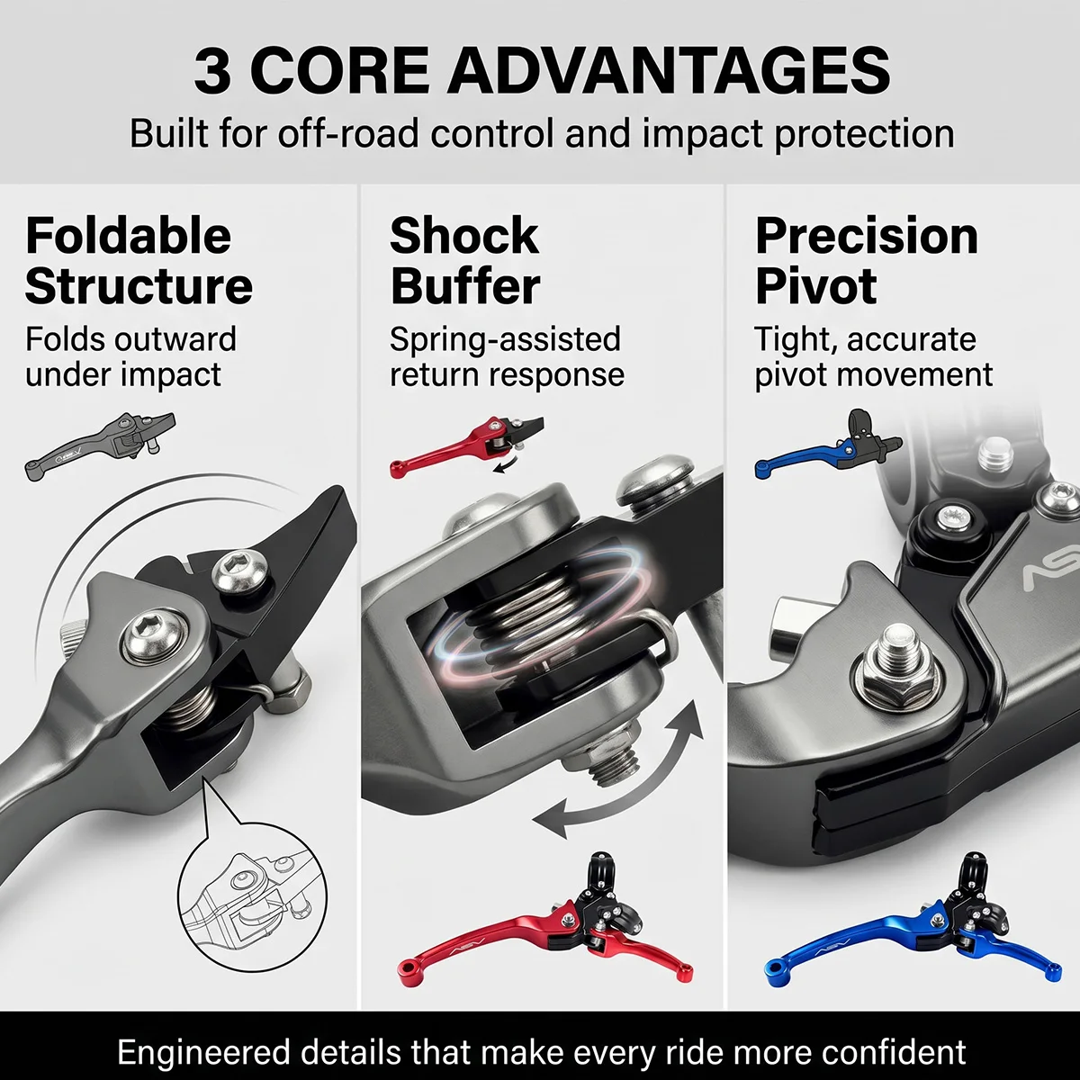 1 Pair CNC Aluminum Anti-Fall ASV Style Brake Clutch Lever Set For CRF KLX YZF RMZ Off-Road Bike Motocross Modification Parts image 3