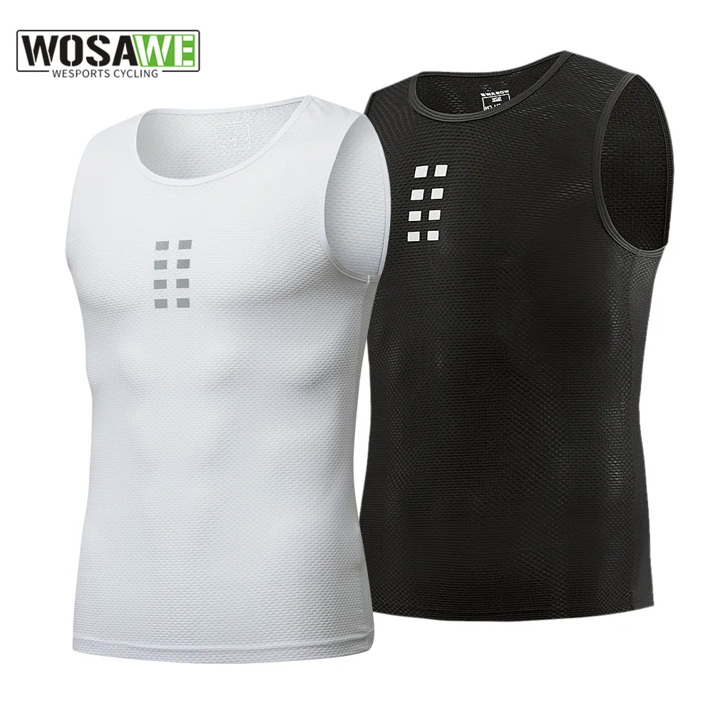 

WOSAWE Summer Breathable Men Cycling Vest Visible Mesh Base Layer Sleeveless Bike Jersey Running Sports Bicycle Undershirts