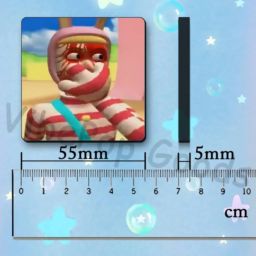 Popee the P-Performer Refrigerator Magnets Square Tiles with Magnetic Sheets Printed for Decoration Collect 55mm