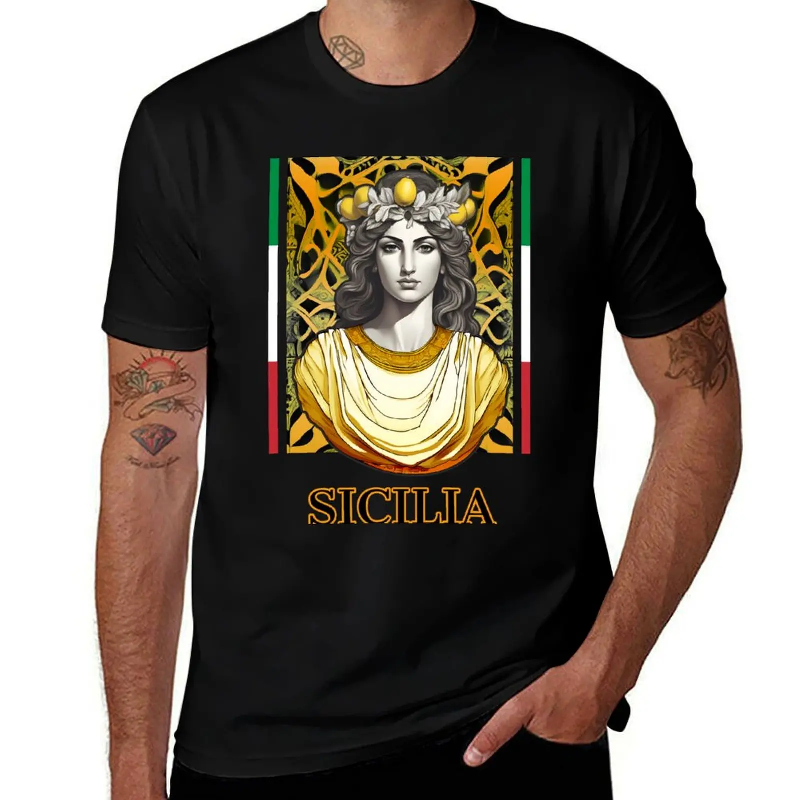 

Sicilia ceramica graste e limoni - Sicily its famous lemons and ceramics T-Shirt tops men clothing