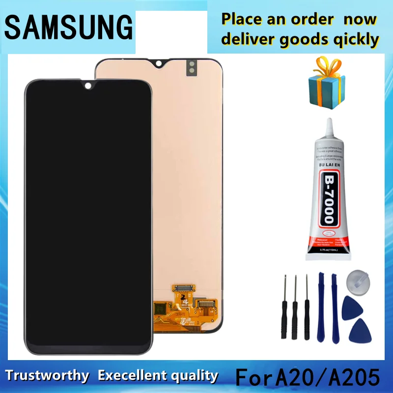 6.4”Test  AMOLED For Samsung Galaxy A20 2019 Display A205 SM-A205F LCD Screen Digitizer replacement For A205 SM-A205F Display