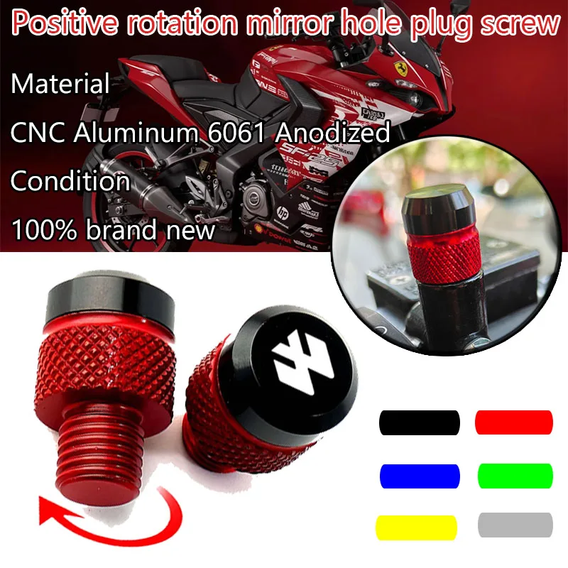 Para Bajaj Pulsar RS 200 NS200 N250 NS 125 150 160 180 accesorios de motocicleta M10 * 1,25 tapones para agujeros de espejo trasero cubierta de pernos de tornillo