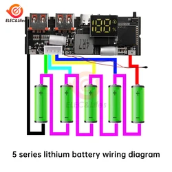 3S 4S 5S 65W 100W Power Bank Dual Fast charging 4 Port Micro/Type-C USB Mobile 18650 Charging Temperature Protection QC3.0 PD2.0