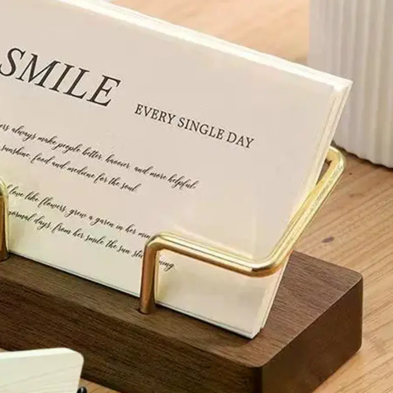 1Pcs Wooden Business Card Display Stand Wood Business Card Holder For Desk Postcard Holder Office Home Desktop Accessories