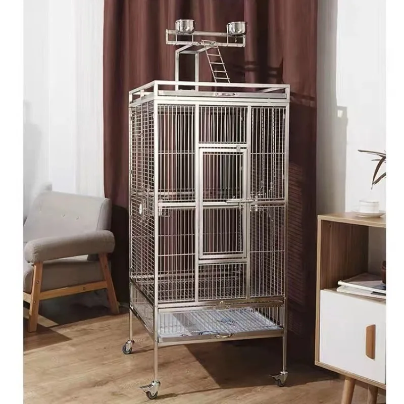 

304 stainless steel bird cage luxury large parrot cage breeding group large bird starling medium