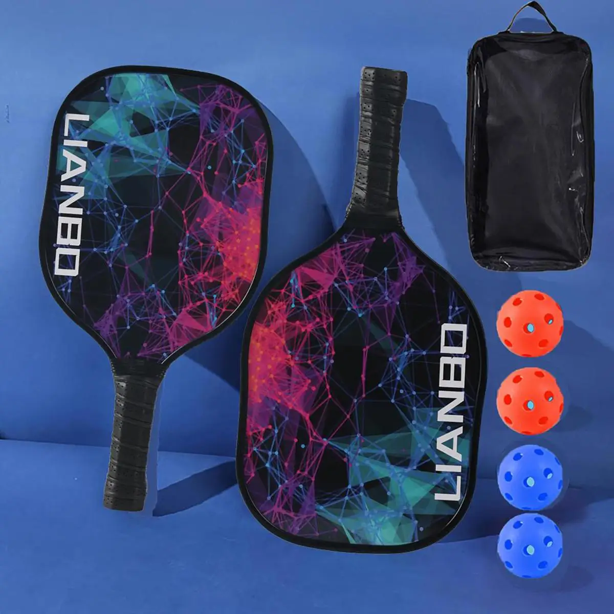 

Pickleball Rackets Set Pickleball Paddle Set of 2 Rackets & 4 Pickleballs Balls Beach Tennis Pickleball Racquet Lightweight
