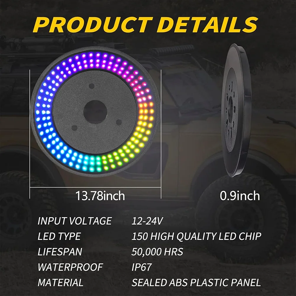 T36C RGB Spare Tire Brake Light For Ford Bronco 2021-2024 Upgrade 3Rd Third Brake Tail Light High Mount Brake Light