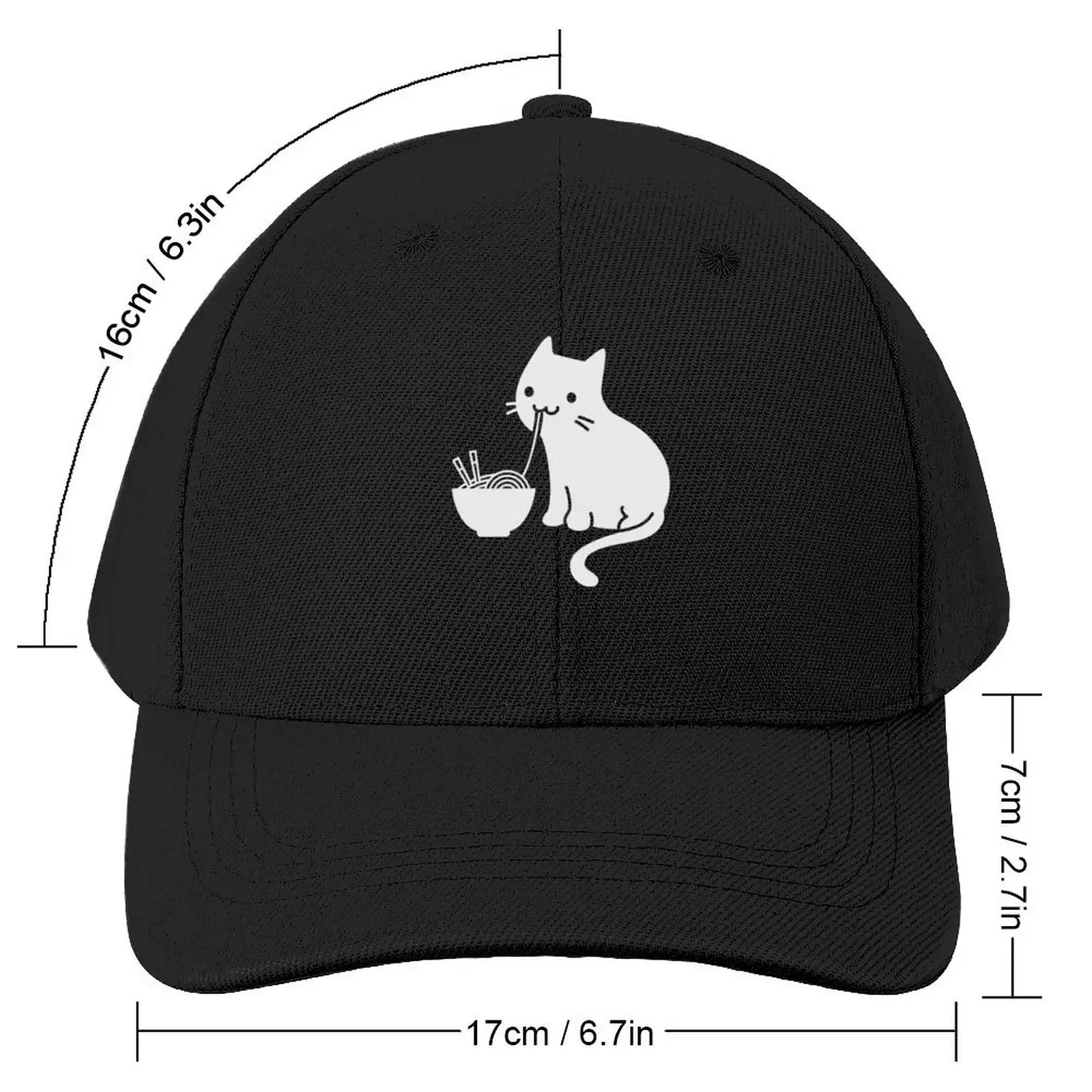 Cute Cat Eating Ramen ANIME MANGA GIFT Baseball Cap hiking hat Sunhat Women Beach Fashion Men's