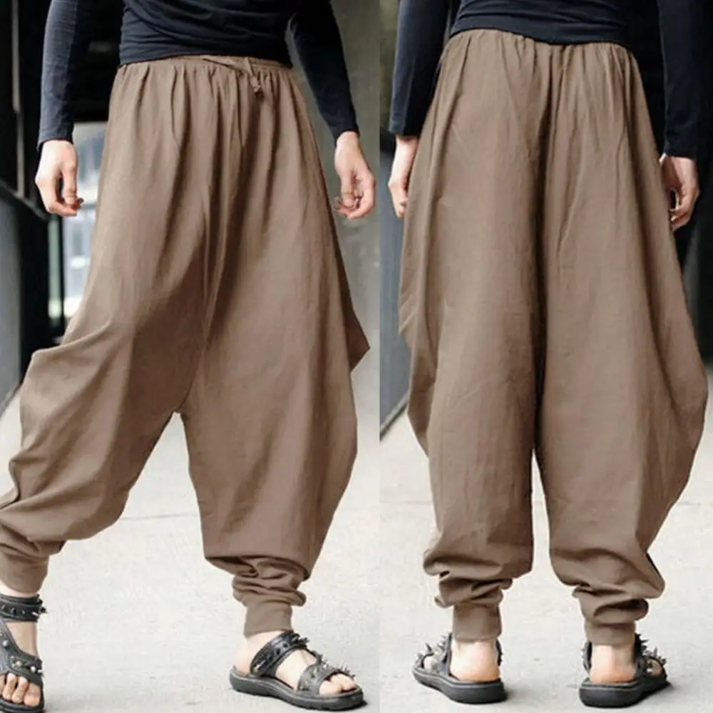 

Trousers Loose Pants Wide Leg Long Solid Color Elastic Sports Vintage Harem Band Trousers