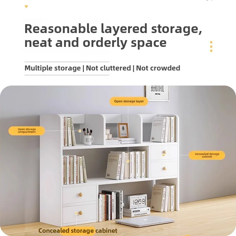 رف الكتب، رف سطح المكتب، طاولة مكتب لغرفة النوم، رف صغير متعدد الطبقات، مكتب غرفة المعيشة، خزانة كتب بسيطة للتخزين
