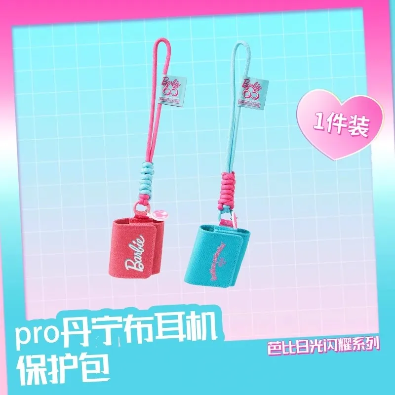 MINISO Barbie Sunshine Funda protectora para auriculares de tela vaquera Apple Airpods Linda funda protectora