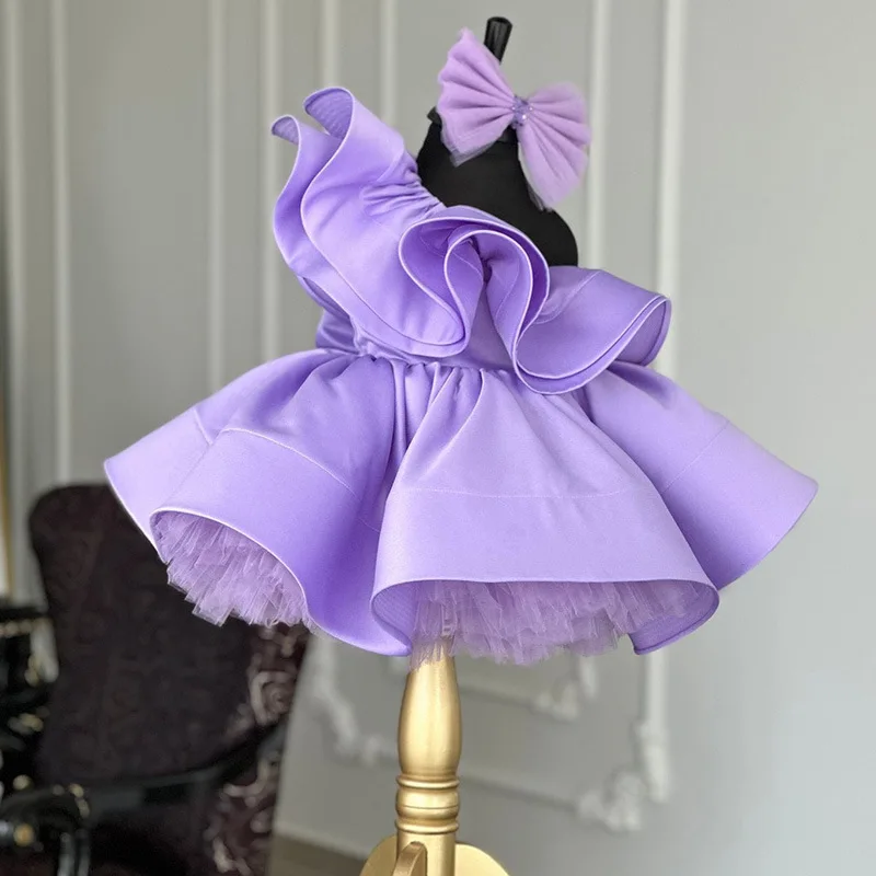 

Purple Princess Birthday Dress for 1st Birthday Baby & Toddler Girls Bow Tutu Gown for Photoshoot Party Girls Dresses Kids Girls