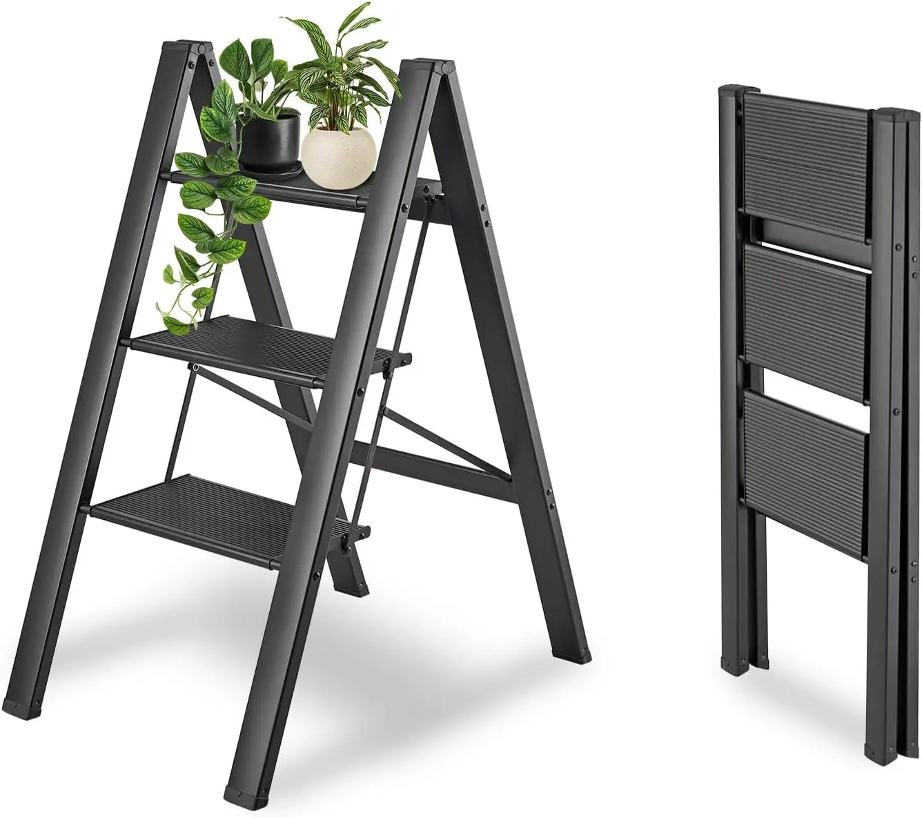 

3 Step Ladder, Folding Step Stool with Wide Anti-Slip Pedals,Max Load 330 Lbs Capacity,Lightweight Aluminum Sturdy Step