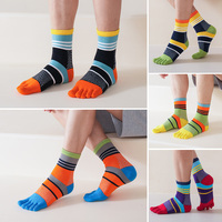 1/5/10 Pairs Mans Toe Socks Short Cotton Striped Colorful Business Young Fashions Dress Happy Sweat-Absorbing Five Finger Socks