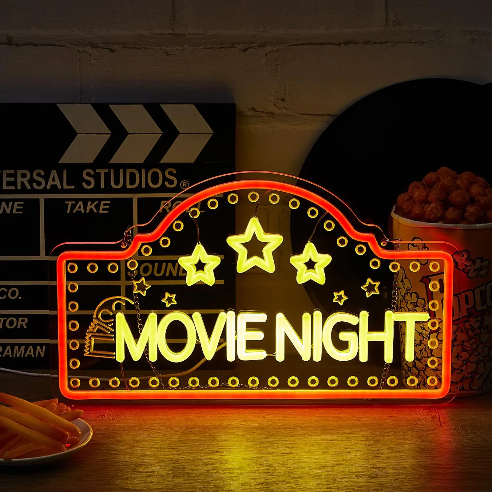 

MOVIE NIGHT Neon, suitable for home theaters, movie rooms and entertainment rooms, USB powered, dimmable switch
