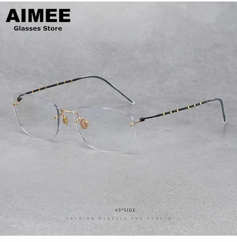 Denmark Brand Titanium Frameless Glasses Frame Men Women Rimless Square Optical Eyewear Ultralight Prescription Eyeglasses Gafas