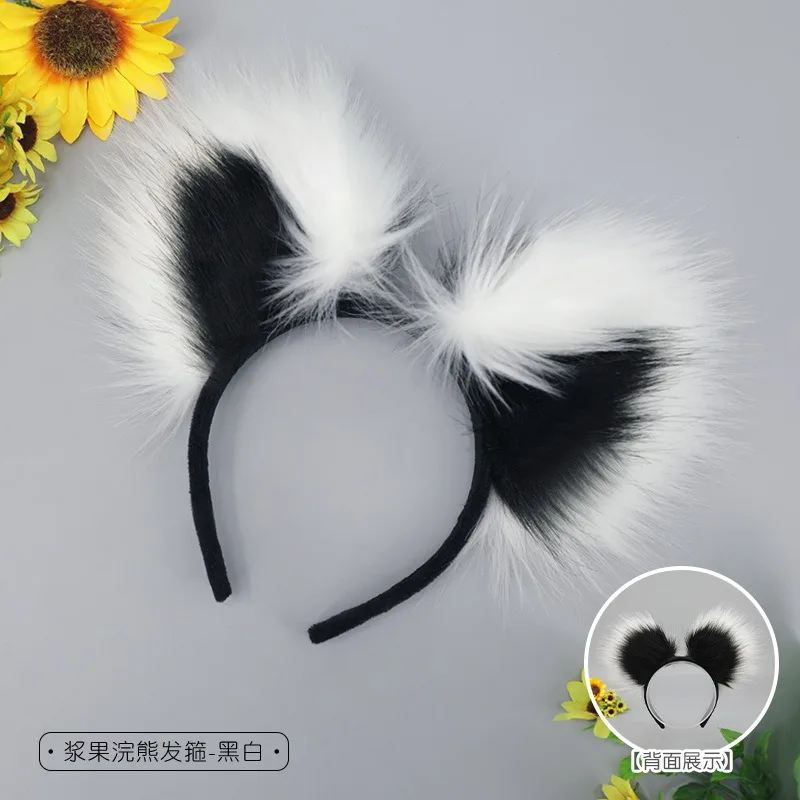 Mooie namaakbont wasbeer hoofdband harige dieren beest oren hoofddeksels beest staart set kawaii accessoires voor cosplay feestartikelen