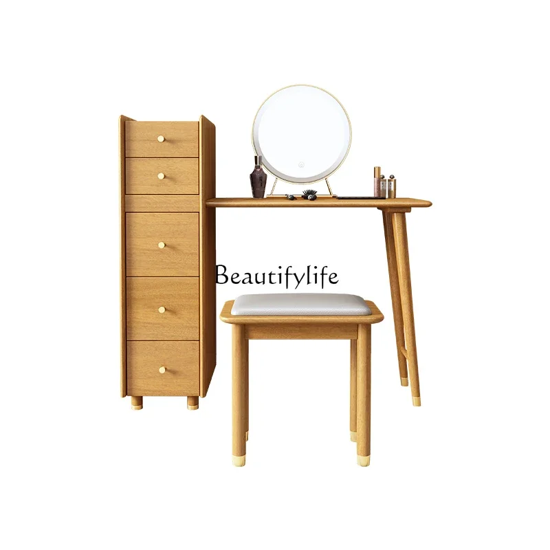 

FG11Nordic Solid Wood Dressing Table Modern Minimalist Storage Cabinet Integrated Multifunctional Dresser