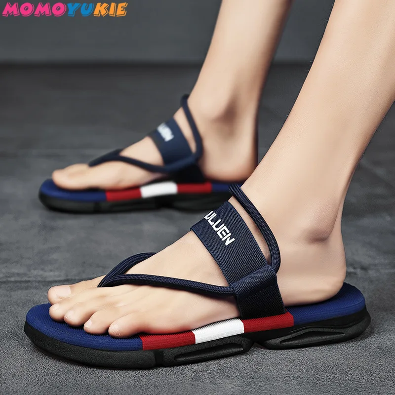 2023 New Summer Male Slippers Beach Water Shoes Versatile Comfort Slippers Man Ankle Wrap Shoes Slip-resistant Slide Sandals