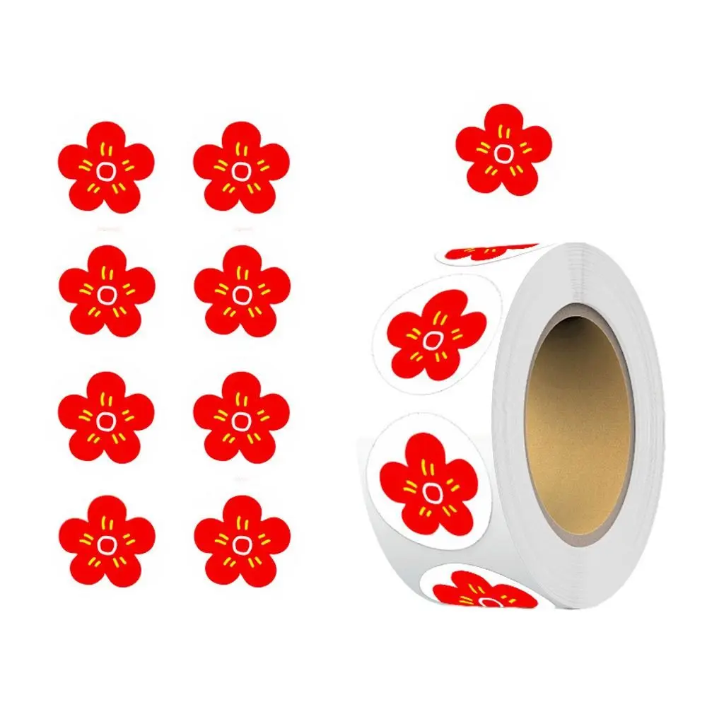 500Pcs/Roll Self-adhesive Kindergarten Stickers Little Red Flower Cartoon Praise Stickers Animal Student Stationery