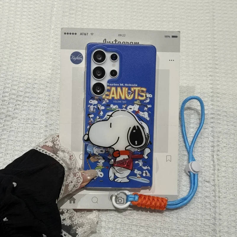 

Cute winter Cartoon skiing hat Snoopy Phone Case For Samsung S21 S22 S23 S24 S25 Ultra Plus Note 10 Charlie Brown Soft TPU Cover